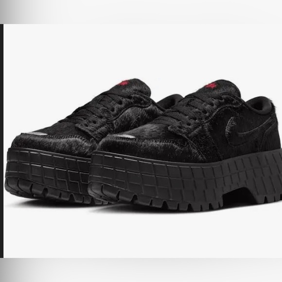 Nike Shoes - Nike Air Jordan 1 Low Brooklyn 'Black Pony' silver captoe platforms  size 9 new‎